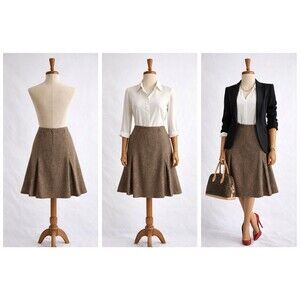 INC International Concepts Brown Wool Blend Skirt size 8 Flare Career Office